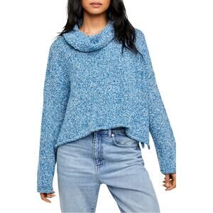Free People Cowl Neck Drop Sleeve Sweater Women’s Blue Size Small